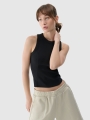 Top feminino em malha canelada fina - preto 4FWSS25TSLEF119 preto