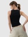 Top feminino em malha canelada fina - preto 4FWSS25TSLEF119 preto