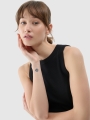 Top feminino em malha canelada fina - preto 4FWSS25TSLEF119 preto