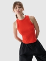 Top feminino em malha canelada fina - vermelho 4FWSS25TSLEF119 Vermelho