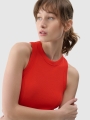 Top feminino em malha canelada fina - vermelho 4FWSS25TSLEF119 Vermelho