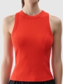 Top feminino em malha canelada fina - vermelho 4FWSS25TSLEF119 Vermelho