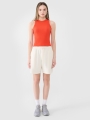 Top feminino em malha canelada fina - vermelho 4FWSS25TSLEF119 Vermelho