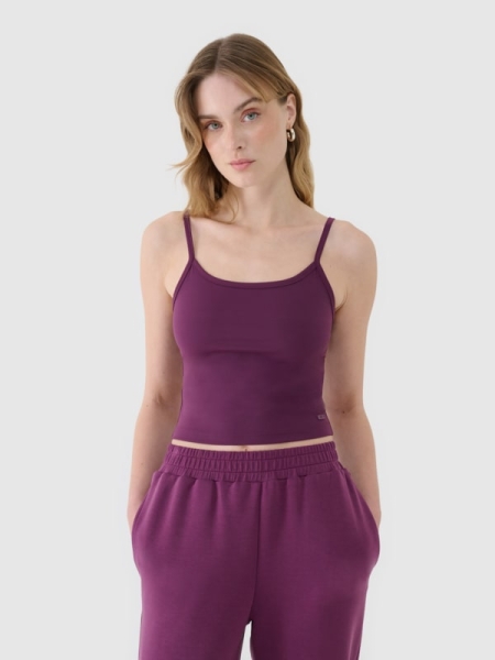 Top cropped fino para mulher - roxo 4FWSS25TSLEF127 violeta