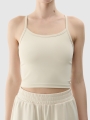 Top cropped fino para mulher - bege 4FWSS25TSLEF127 Bege
