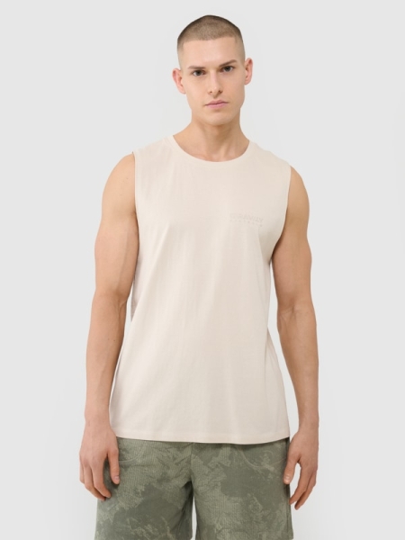 Top de alças oversized para homem - bege 4FWSS25TSLEM128 Bege