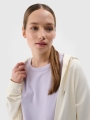 Sweatshirt com capuz e fecho de correr para mulher - Branco 4FWSS25TSWSF1541 Branco