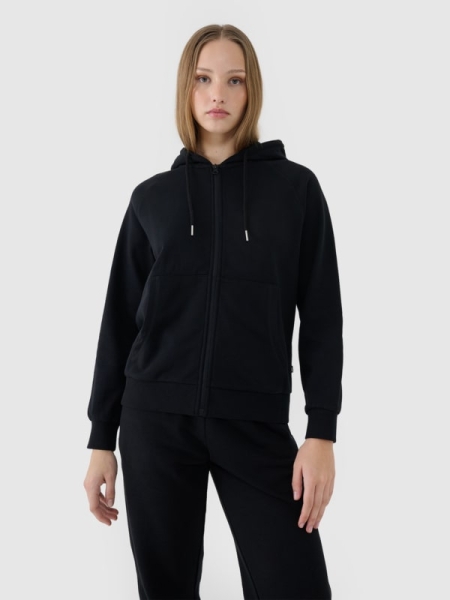 Sweatshirt com capuz e fecho de correr para mulher - Preto 4FWSS25TSWSF1541 preto