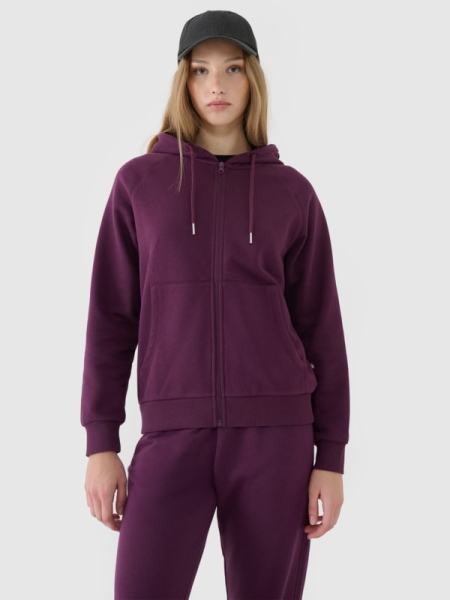 Sweatshirt com capuz e fecho de correr para mulher - Roxo 4FWSS25TSWSF1541 violeta