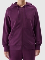 Sweatshirt com capuz e fecho de correr para mulher - Roxo 4FWSS25TSWSF1541 violeta