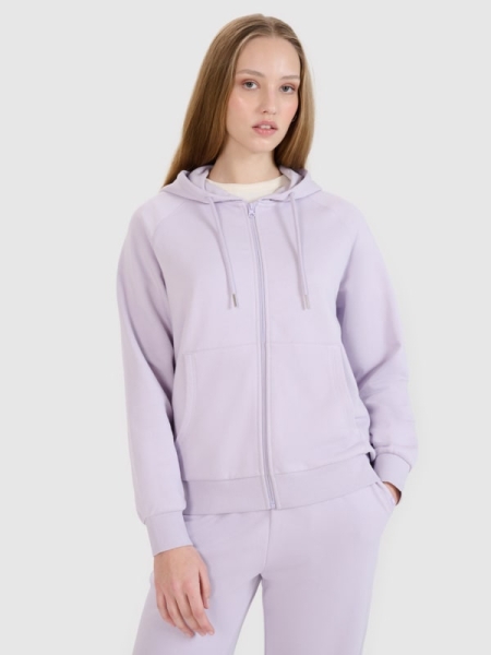 Sweatshirt com capuz e fecho de correr para mulher - Violeta - 4FWSS25TSWSF1541