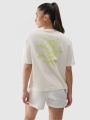 T-shirt normal feminina com estampado - branco 4FWSS25TTSHF1967 Branco