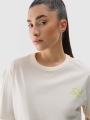 T-shirt normal feminina com estampado - branco 4FWSS25TTSHF1967 Branco