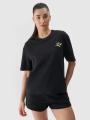 T-shirt normal feminina com estampado - preto 4FWSS25TTSHF1967 preto