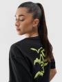 T-shirt normal feminina com estampado - preto 4FWSS25TTSHF1967 preto