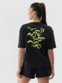 T-shirt normal feminina com estampado - preto 4FWSS25TTSHF1967 preto
