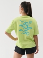 T-shirt normal feminina com estampado - verde 4FWSS25TTSHF1967 Verde