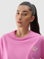 T-shirt normal feminina com estampado - rosa 4FWSS25TTSHF1967 rosa