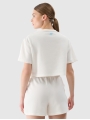T-shirt de malha waffle com corte no topo - branca 4FWSS25TTSHF1977 Branco