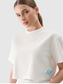T-shirt de malha waffle com corte no topo - branca 4FWSS25TTSHF1977 Branco