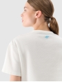 T-shirt de malha waffle com corte no topo - branca 4FWSS25TTSHF1977 Branco