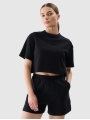 T-shirt de malha waffle com corte no topo - preto 4FWSS25TTSHF1977 preto