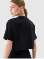 T-shirt de malha waffle com corte no topo - preto 4FWSS25TTSHF1977 preto