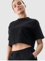 T-shirt de malha waffle com corte no topo - preto 4FWSS25TTSHF1977 preto