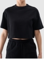 T-shirt de malha waffle com corte no topo - preto 4FWSS25TTSHF1977 preto
