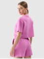 T-shirt feminina em malha waffle com corte no topo - rosa 4FWSS25TTSHF1977 rosa