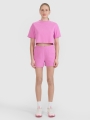 T-shirt feminina em malha waffle com corte no topo - rosa 4FWSS25TTSHF1977 rosa