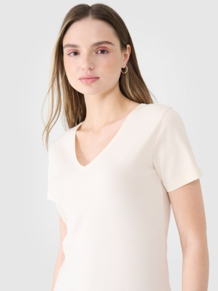T-shirt slim lisa de senhora - branca 4FWSS25TTSHF1990 Branco