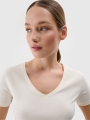 T-shirt slim lisa de senhora - branca 4FWSS25TTSHF1990 Branco