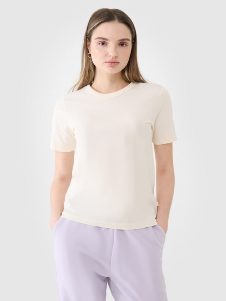 T-shirt normal lisa para senhora - branca 4FWSS25TTSHF1991 Branco