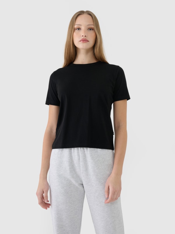 T-shirt normal lisa para senhora - preto 4FWSS25TTSHF1991 preto