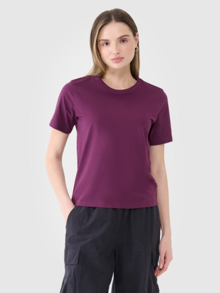 T-shirt normal lisa para senhora - roxo 4FWSS25TTSHF1991 violeta
