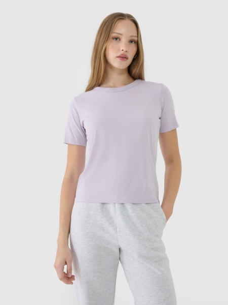 T-shirt normal lisa para senhora - roxo 4FWSS25TTSHF1991 violeta