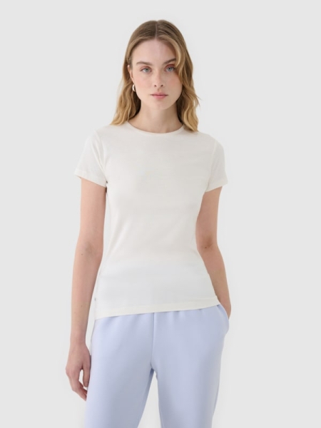 T-shirt feminina em modal fino - branco 4FWSS25TTSHF1995 Branco