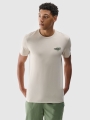 T-shirt normal de homem com estampado - bege 4FWSS25TTSHM1974 Bege