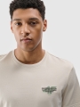 T-shirt normal de homem com estampado - bege 4FWSS25TTSHM1974 Bege