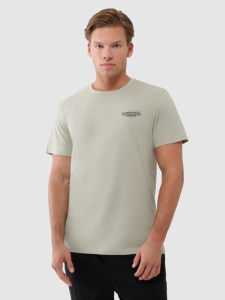 T-shirt regular para homem com estampado - azeitona/caqui 4FWSS25TTSHM1974 azeitona/caqui