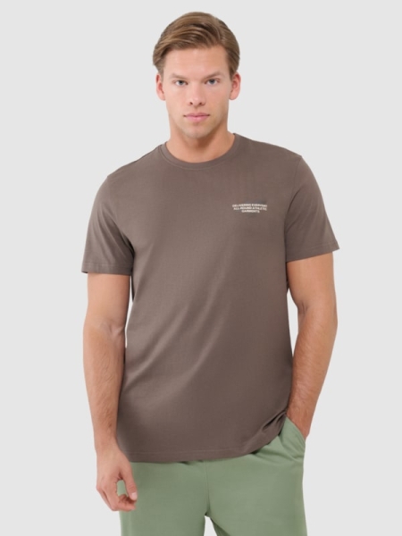 T-shirt regular para homem com estampado - castanho 4FWSS25TTSHM1974 castanho