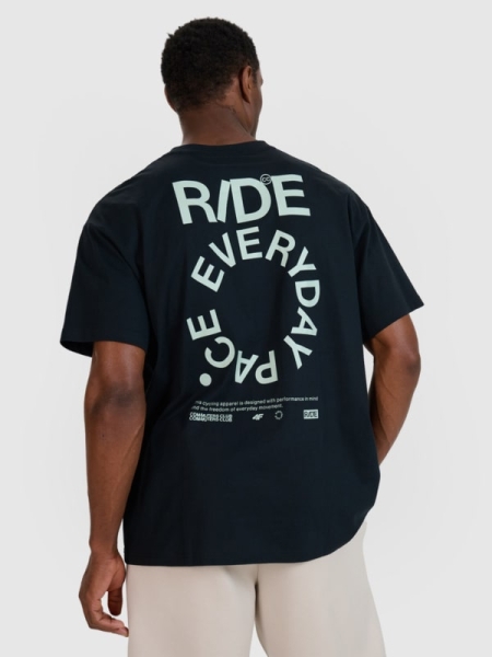 T-shirt oversized para homem com estampado - preto 4FWSS25TTSHM1979 preto