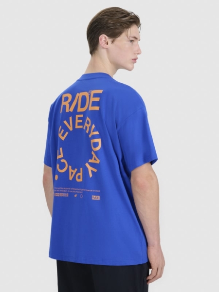 T-shirt oversized para homem com estampado - azul 4FWSS25TTSHM1979 azul