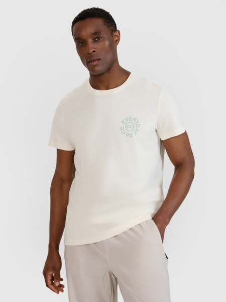 T-shirt regular para homem com estampado - branco 4FWSS25TTSHM1980 Branco