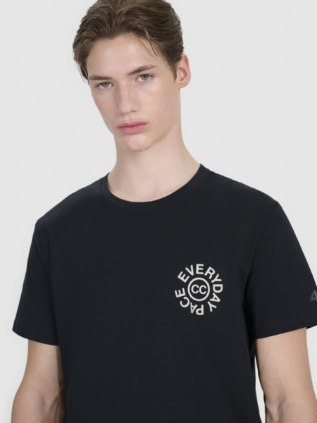 T-shirt regular para homem com estampado - preto 4FWSS25TTSHM1980 preto