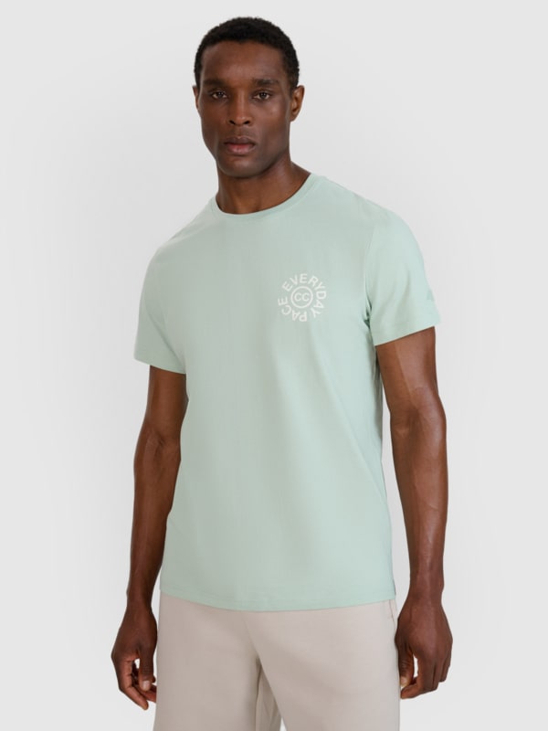 T-shirt regular para homem com estampado - turquesa 4FWSS25TTSHM1980 turquesa