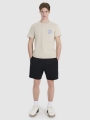 T-shirt normal de homem com estampado - bege 4FWSS25TTSHM1980 Bege