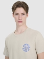T-shirt normal de homem com estampado - bege 4FWSS25TTSHM1980 Bege