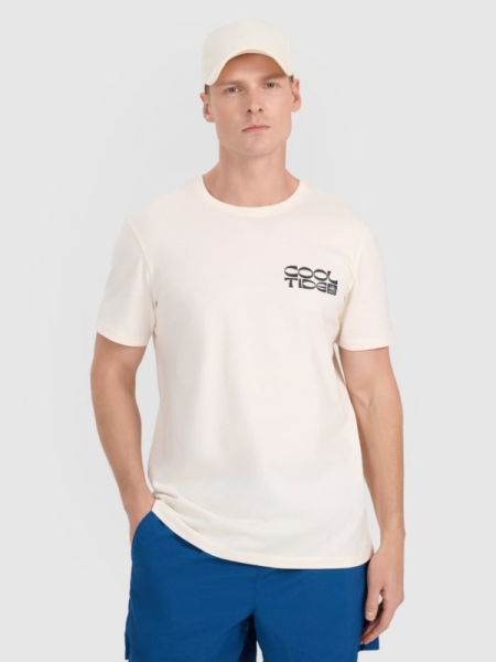 T-shirt regular para homem com estampado - branco 4FWSS25TTSHM1984 Branco